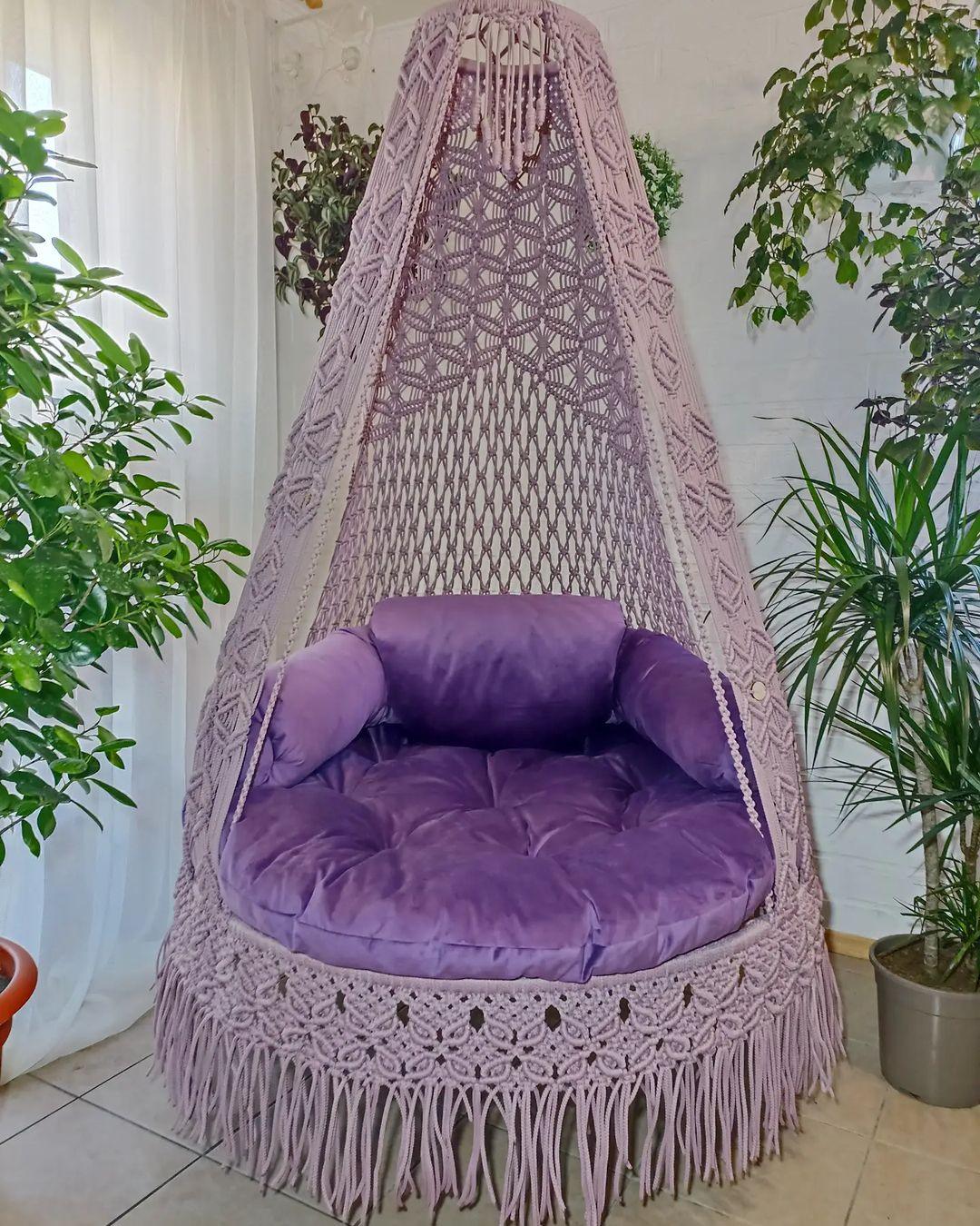 Purple Macrame Swing for Adults - Leechoo